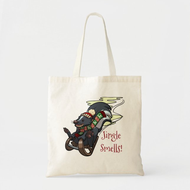 Bolsa Tote Pele Em Um Sled Jingle Cheira! Cartoon de Natal (Frente)