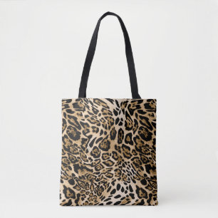 Bolsa Tote Pele-leopardo africana: Textura animal sem costura