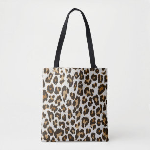 Bolsa Tote Pele-Leopardo: Textura sem Semente Vintage