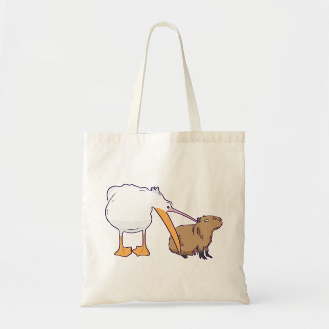Bolsa Tote Pelican tenta comer Capybara Funny Cute Kawaii (Frente)