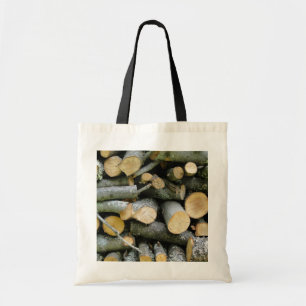 Bolsa Tote Película de madeira de fogo cortada empilhada
