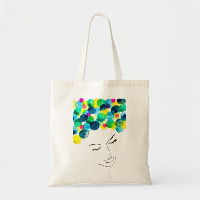 Bolsa Tote Pêlos coloridos, cor d'água (Frente)