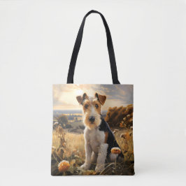 Bolsa Tote Pêlos De Fio, Fox Terrier, No Outono Do País