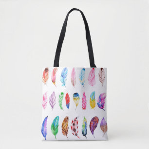 Bolsa Tote Penas de Aquarela: Linda Coleção Vintage.