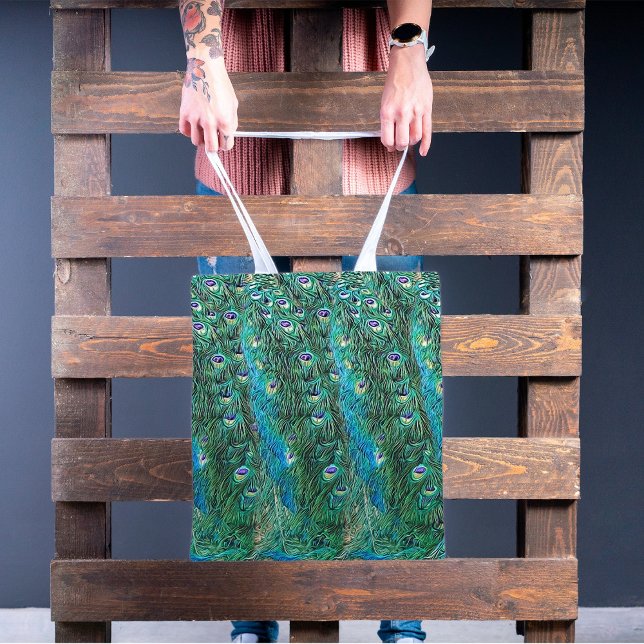Bolsa Tote Penas de pavão, abstrato - padrão acrílico (Criador carregado)