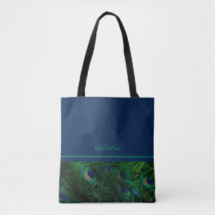 Bolsa Tote Penas de Peacock Chic Monogramadas