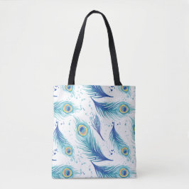 Bolsa Tote Penas de Peacock de Aquarela