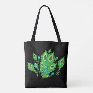 Bolsa Tote Penas de Peacock Pássaros-Pássaros Moda