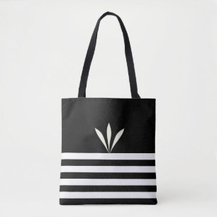 Bolsa Tote Penas Modernas em Black & White Strike