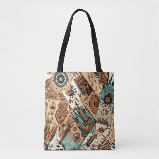 Bolsa Tote Penas Tribais Aztec Sudoeste (Frente)