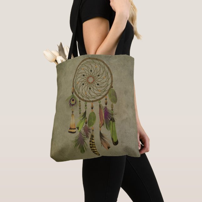 Bolsa Tote Penas verdes | Boho Dreamcatcher (Close Up)