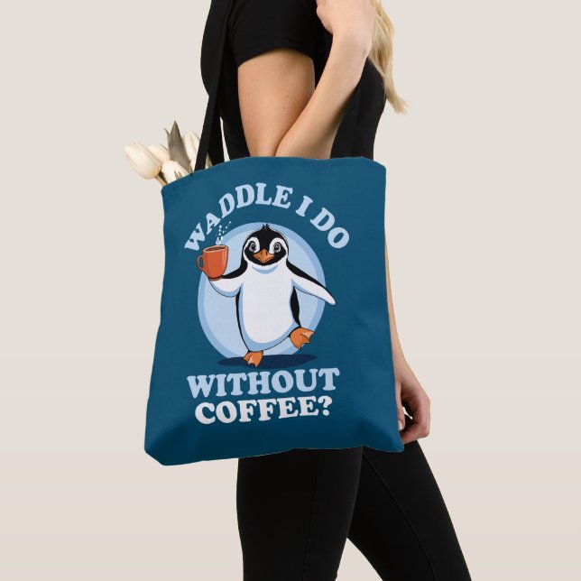 Bolsa Tote Penguin Pun | Mão I Sem Café (Close Up)