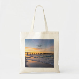 Bolsa Tote Pensacola Pier Shoreline Sunrise Reutilizável Toal