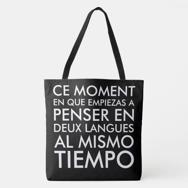 Bolsa Tote Pensamento em francês e em espanhol (Frente)