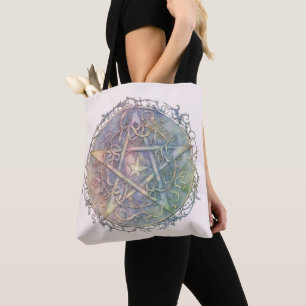Bolsa Tote Pentagrama Pastel Suave Bruxa Pagã Halloween