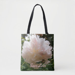 Bolsa Tote Peônia cor-de-rosa Blossom.text.