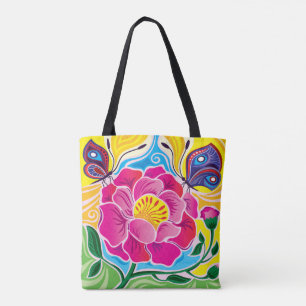 Bolsa Tote Peônia e Borboletas
