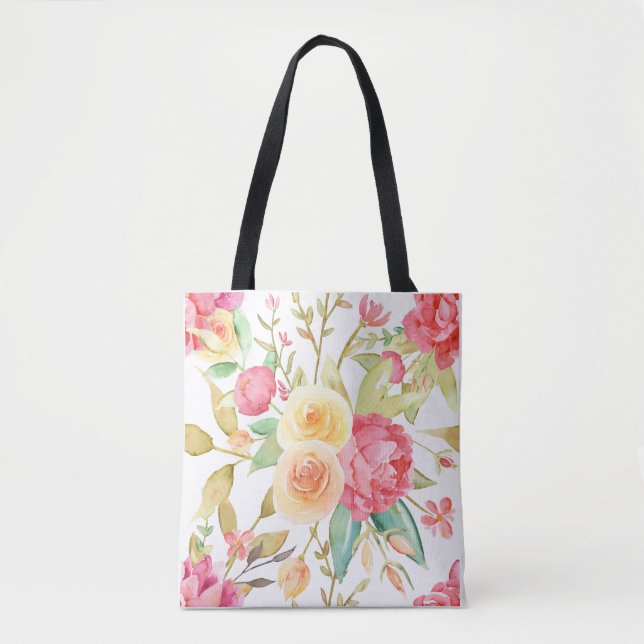 Bolsa Tote Peônia e Rosas (Frente)