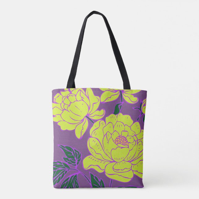 Bolsa Tote Peônias amarelas (Verso)