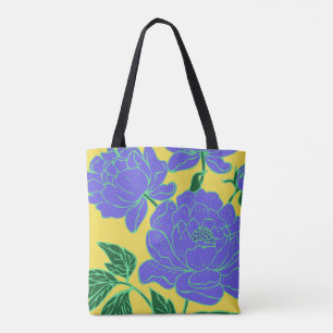 Bolsa Tote Peônias Azuis