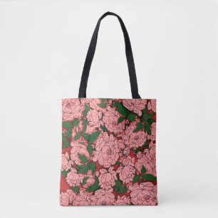 Bolsa Tote Peônias cor-de-rosa