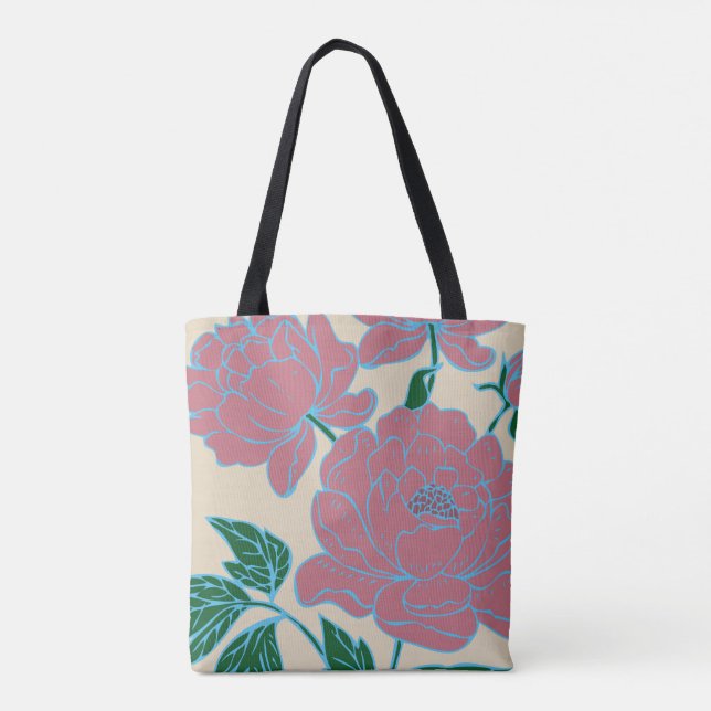 Bolsa Tote Peônias cor-de-rosa (Verso)