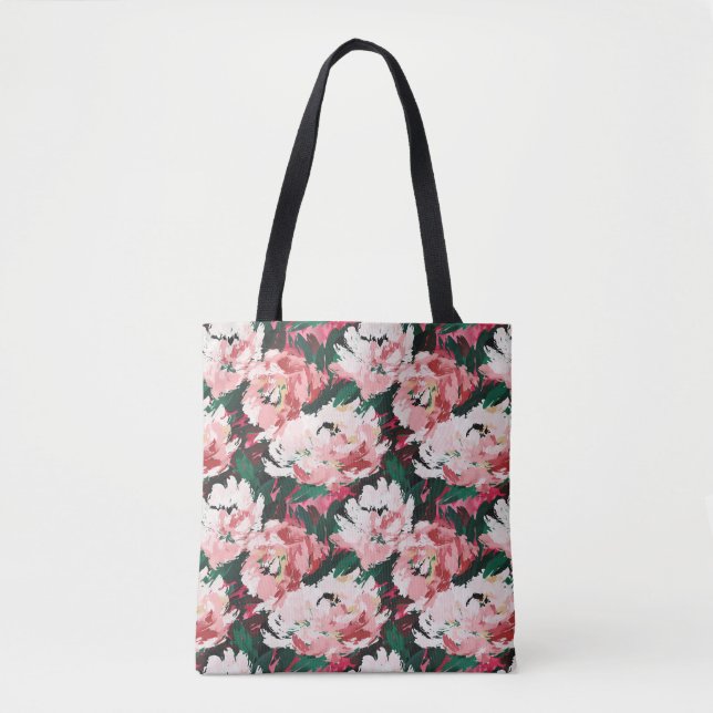 Bolsa Tote Peônias de Aquarela Encharcadas (Frente)