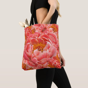Bolsa Tote Peônias de Coral de Sacos