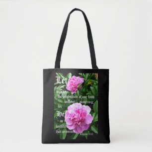 Bolsa Tote Peônias por Pearl com Hebreus 10:23