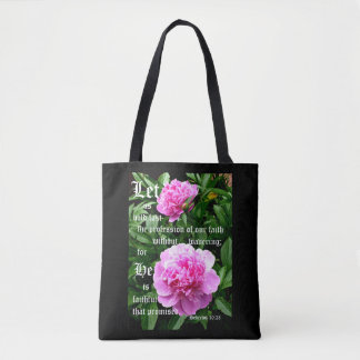 Bolsa Tote Peônias por Pearl com Hebreus 10:23