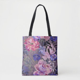 Bolsa Tote Peônias rosas rosa flores buquê