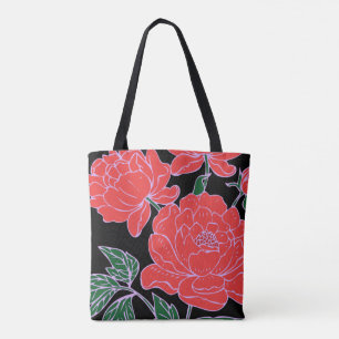 Bolsa Tote Peônias Vermelhas