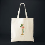 Bolsa Tote Peony Floral - Letra I Monograma Dourada Bridesmai<br><div class="desc">A letra floral I monograma do saco de totas apresenta um buquê floral de cor d'água de peões e rosas cor-de-rosa pincelados, sotaque verde e letra falsa de folha de ouro. Esta letra I, uma bolsa de tote monográfica floral é perfeita para casamentos, chás, aniversários e muito mais. Personalize adicionando...</div>