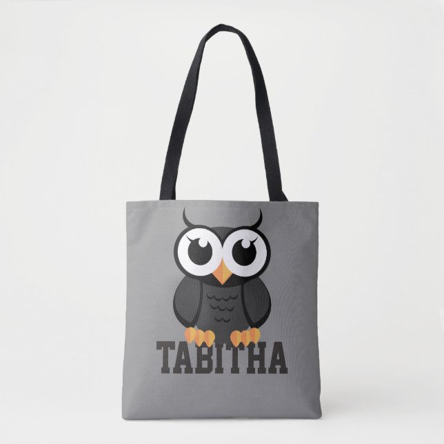 Bolsa Tote "Pequena Coruja Negra" (Frente)