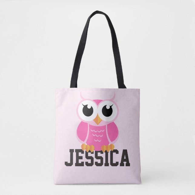 Bolsa Tote "Pequena Coruja Rosa" (Frente)
