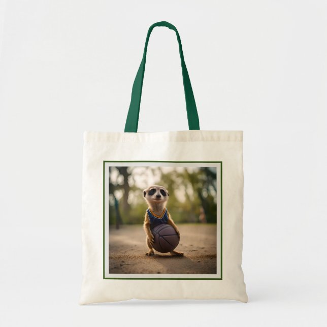 Bolsa Tote Pequena Estrela-de-Obra: Bebê Meerkat Segurando Ba (Frente)