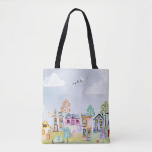Bolsa Tote Pequena paisagem habitacional