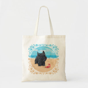Bolsa Tote Pequena Scottie encontra um caranguejo na praia