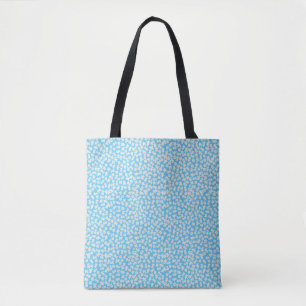 Bolsa Tote Pequenas flores brancas azul-bebê