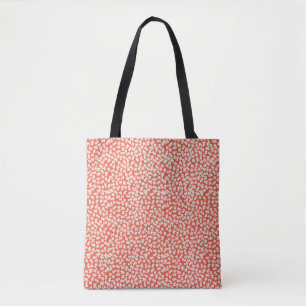 Bolsa Tote Pequenas flores brancas leves vermelhas