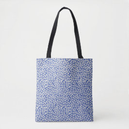 Bolsa Tote Pequenas flores brancas livres azul