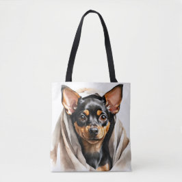 BOLSA TOTE PEQUENO CACHORRO NEGRO E MINIATURA DE PINSCHER