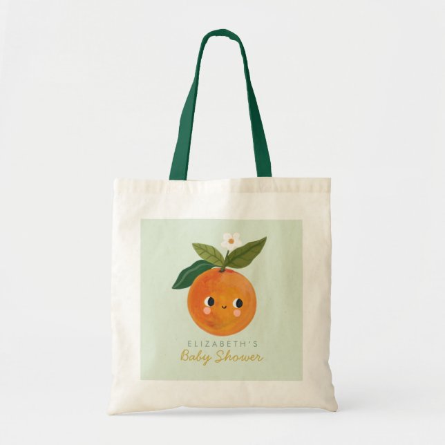 Bolsa Tote Pequeno Chá de fraldas Laranja Cutie Presente (Frente)