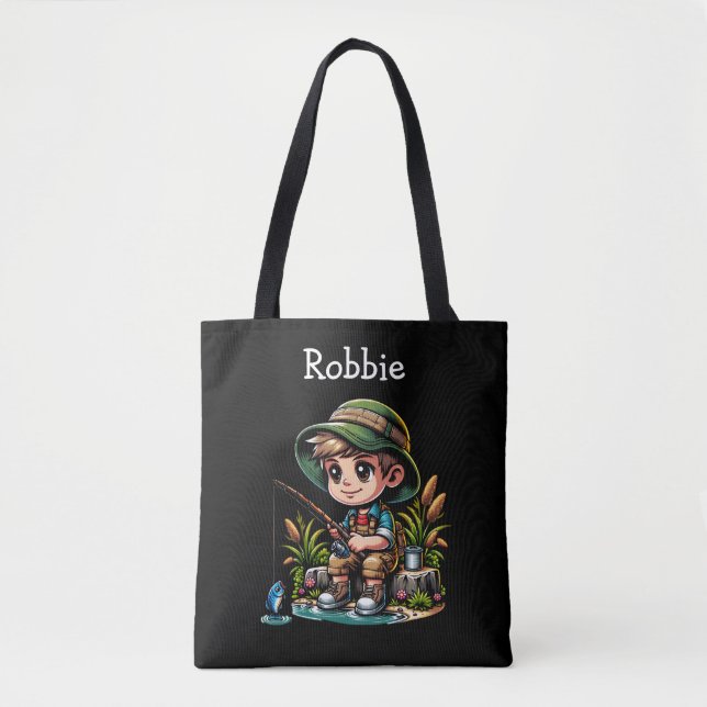 Bolsa Tote Pequeno Garoto Pescado Personalizado (Frente)
