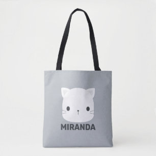 Bolsa Tote Pequeno Gato Bonito com Nome Personalizado
