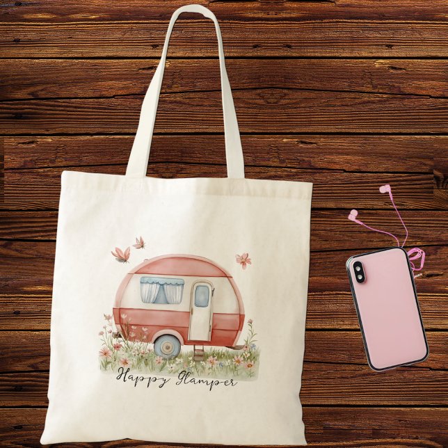 Bolsa Tote Pequeno Glamper Camper Rosa com Borboletas (Criador carregado)