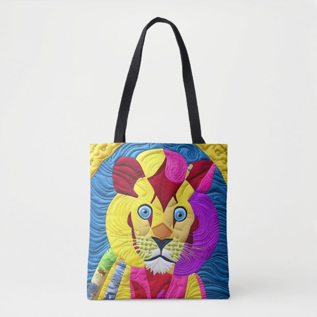 Bolsa Tote Pequeno Lion Cub Quilado Como Design (Frente)