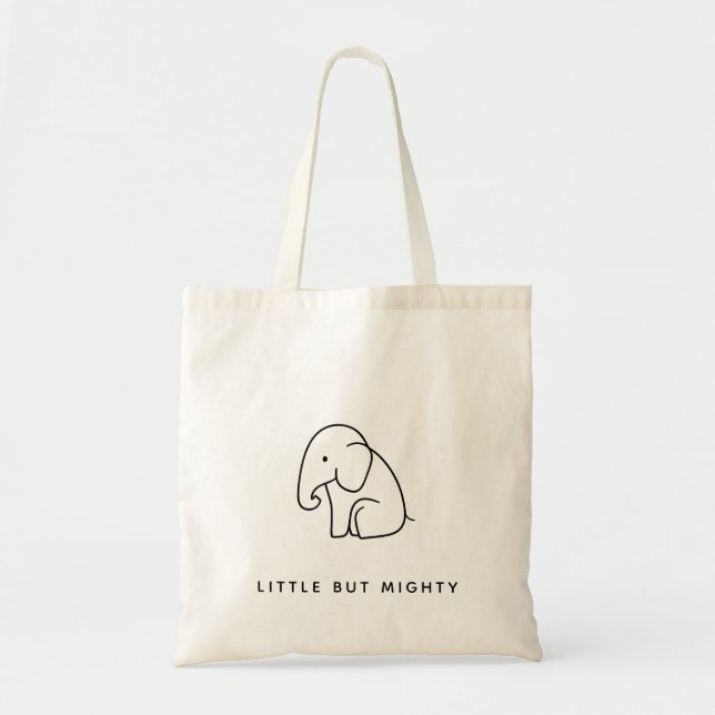 Bolsa Tote Pequeno, mas poderoso | Arte de linha de elefante  (Frente)