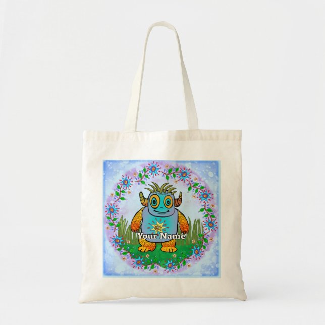 Bolsa Tote Pequeno Monstro Azul (Frente)