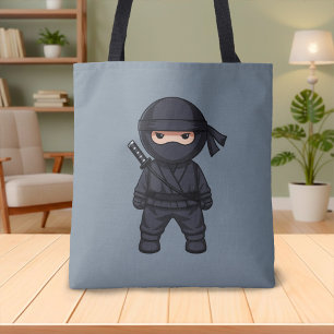 Bolsa Tote Pequeno Ninja Guerreiro em Cinza